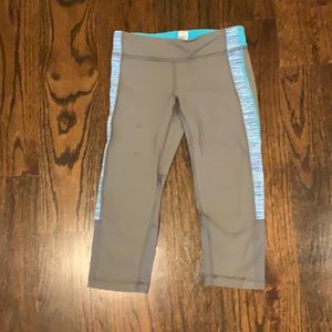 Gray and blue Ivivva Capri leggings